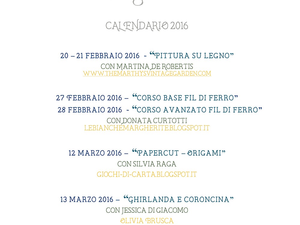 {I corsi a Casa di Alice... Il Calendario 2016}